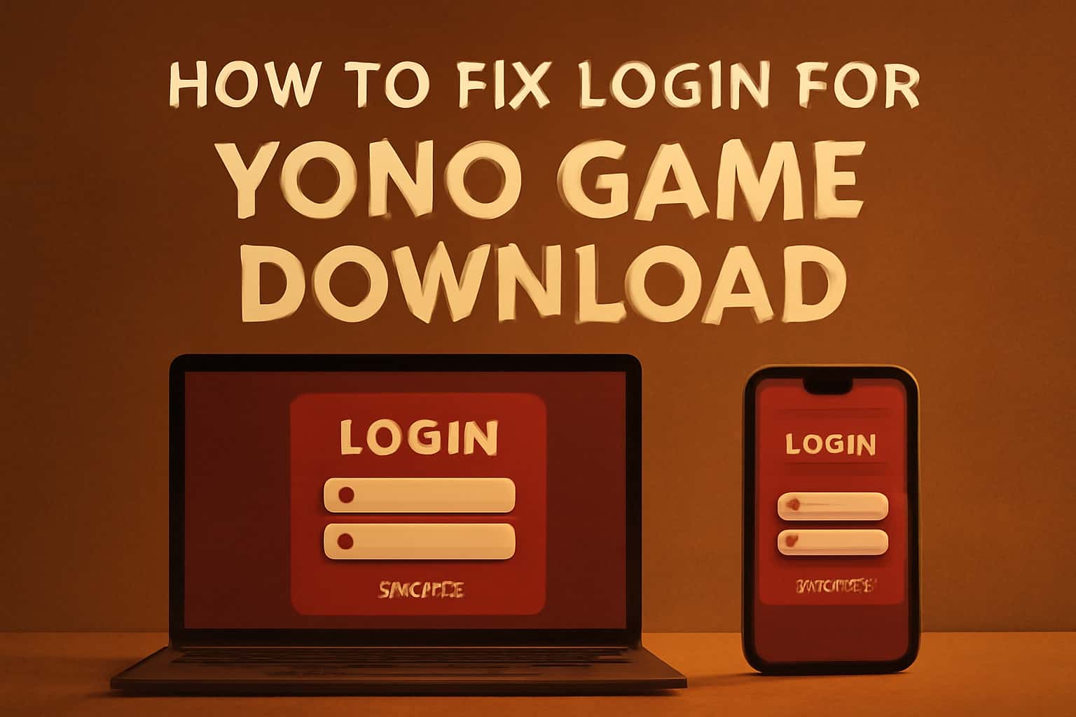 Illustration depicting troubleshooting steps for logging into Yono Game Download.