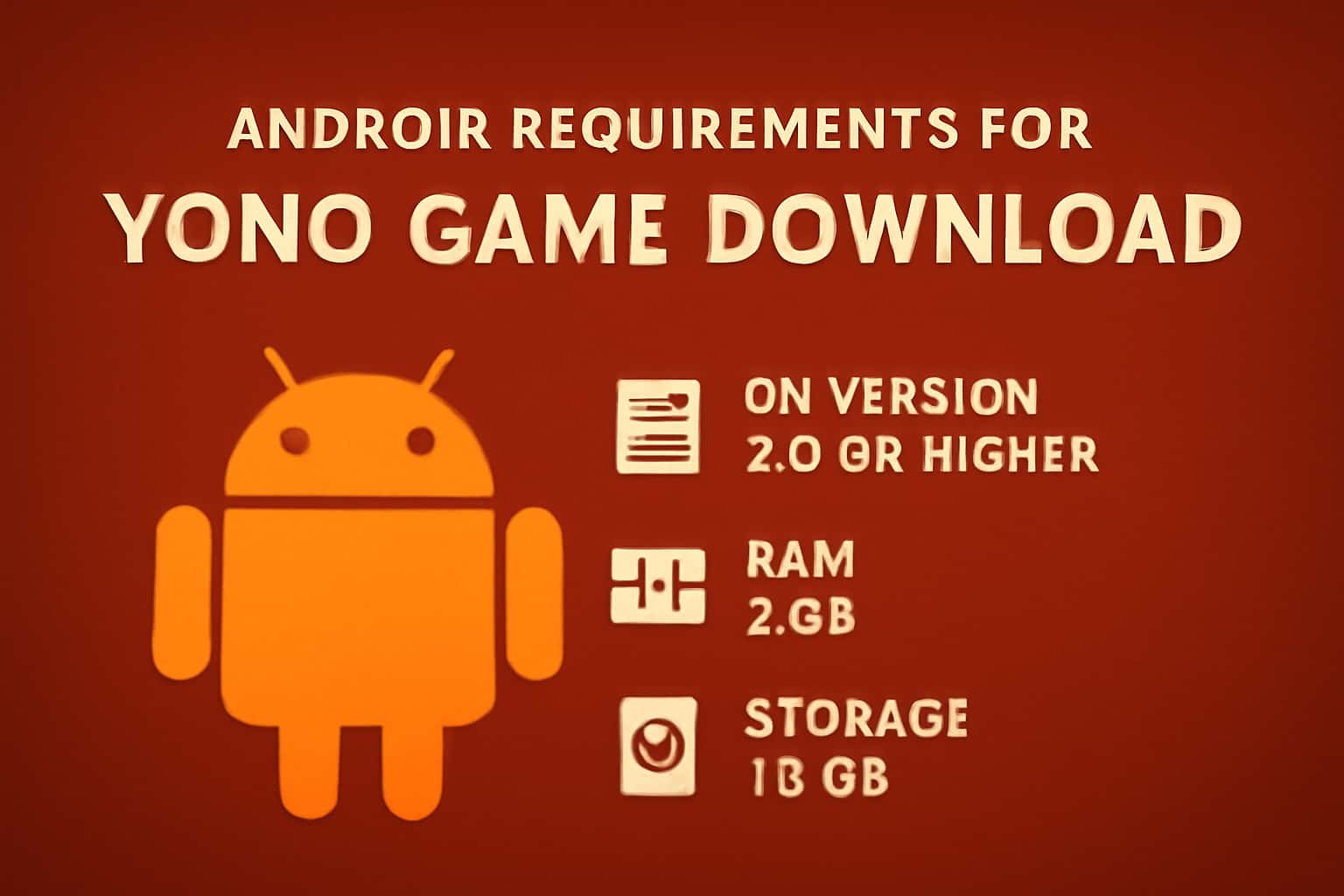 Informational scene detailing Android requirements for Yono Game Download.