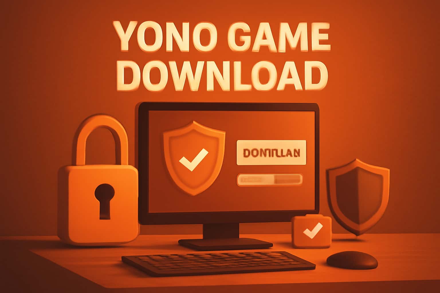 An informational scene showing secure installation steps for the Yono Game Download.